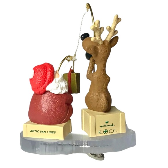 Hallmark Christmas Ornament 1995 Santa and Reindeer Fishing For Fun - Picture 4 of 6